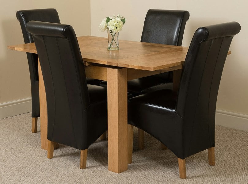 That's Furniture Richmond Small Extending Oak Dining Set with Montana Leather Chairs