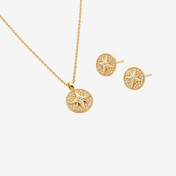 Uchi & Soto Enso Gold Star Pendant Necklace and Earrings Set