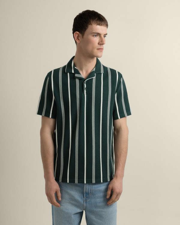 Larsson & Co Bakken - Green Striped Polo Shirt