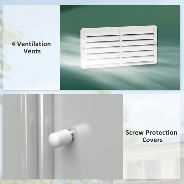 Ventilation vent panel and screw protection covers for the green steel storage shed