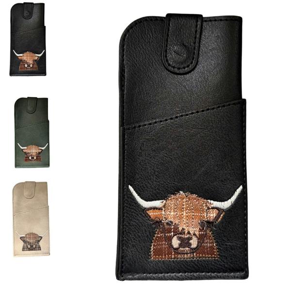 Fores Collection Highland Cow Faux Leather Glasses Case