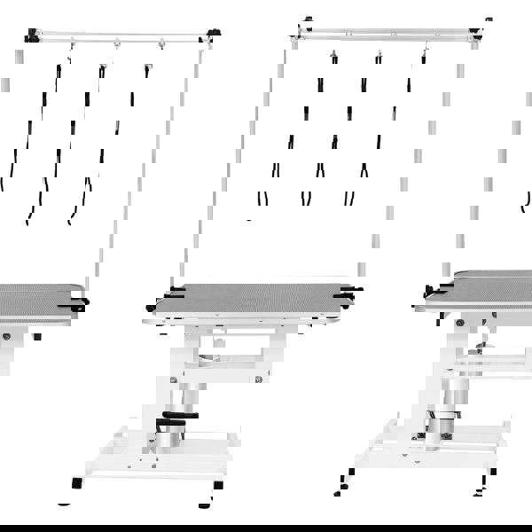Monstershop White Hydraulic Grooming Table - Grey Table Top