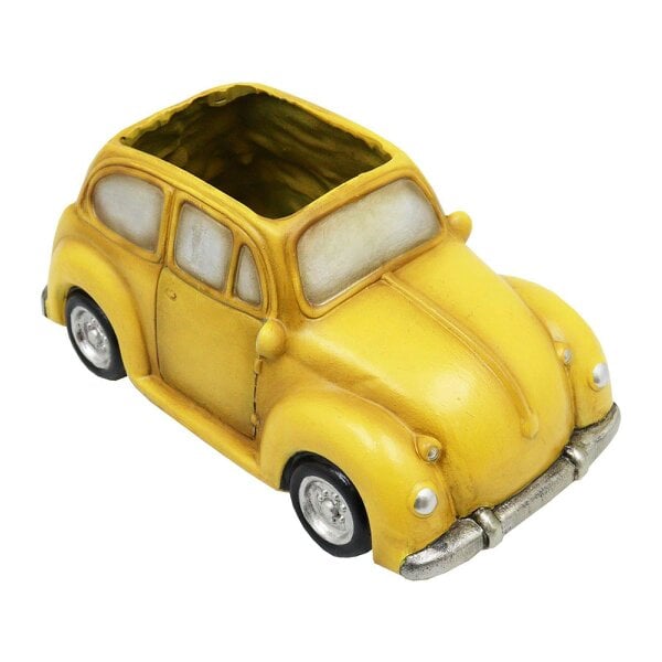 EDH Door Hardware Yellow Resin Car Planter – 9.5cm x 8cm x 18.5cm | Vintage Mini Car Flower Pot for Indoor & Outdoor Décor