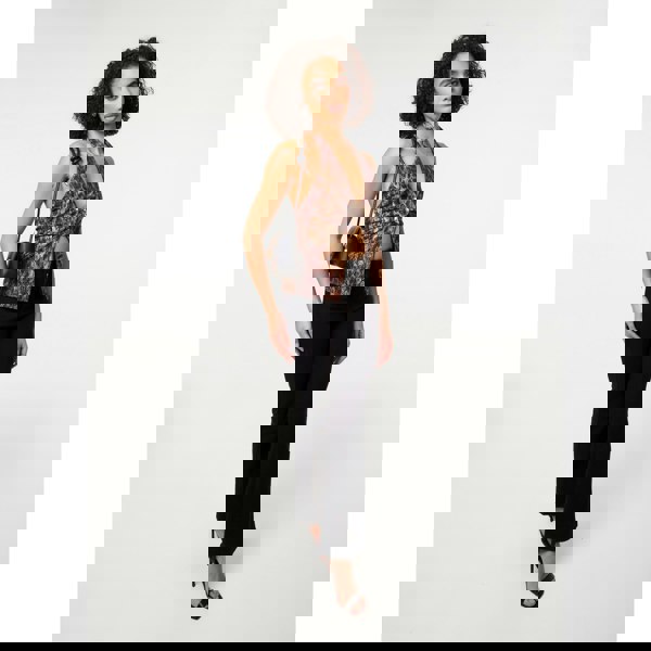 Pink Vanilla Animal Lace Halter Neck Top