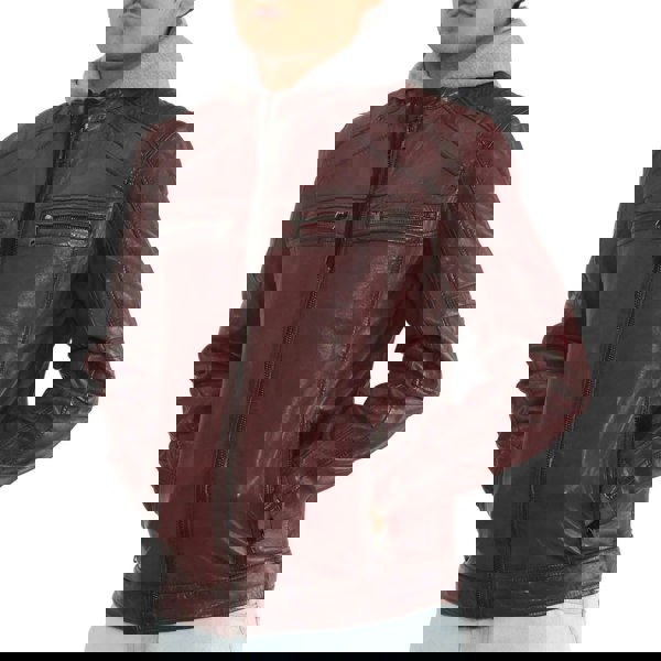 Leather Company Men's Hooded Biker Lamb Leather Jacket