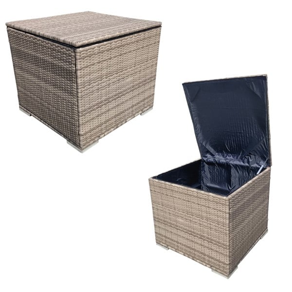 Furniture One Rattan Garden Waterproof Storage Box with Lid - 333L Wicker Outdoor Storage Basket Box Organiser - Gas Pressure Spring