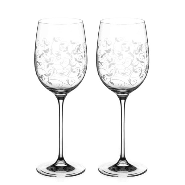 Diamante Floral Moda Crystal Red Wine Glasses - Set of 2