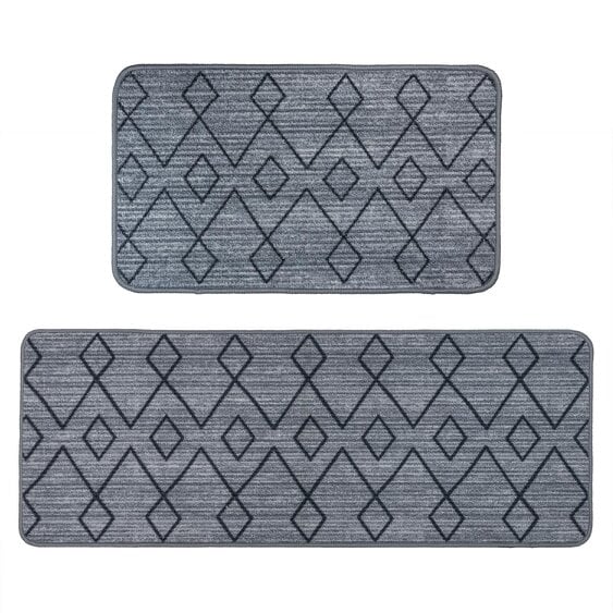 JVL Fiora Machine Washable Indoor Runner and Mat Set - Diamond Pulse