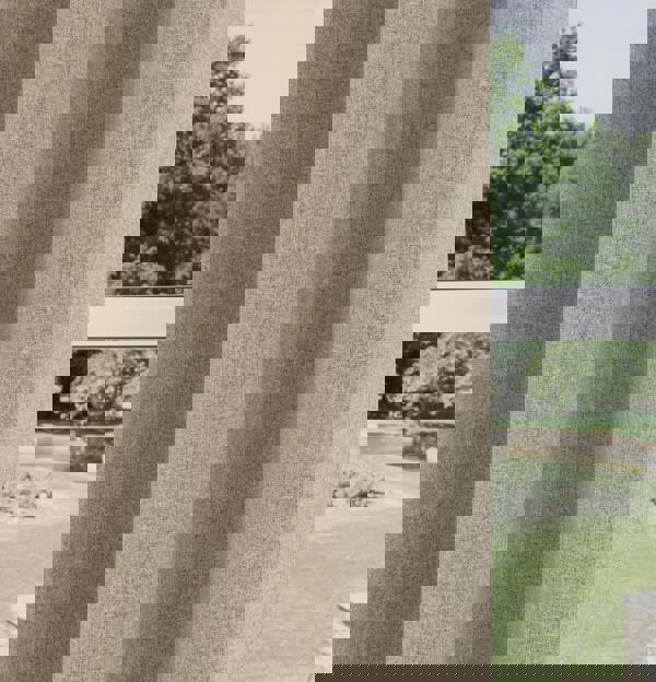 Enhanced Living Natural Textured Basketweave 100% Blackout Pencil Pleat Thermal Energy Saving Curtains - Ideal for Living Rooms & Bedrooms