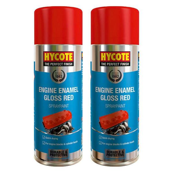 Hycote 2X Hycote Engine Enamel Gloss Red Spray Paint 400ml