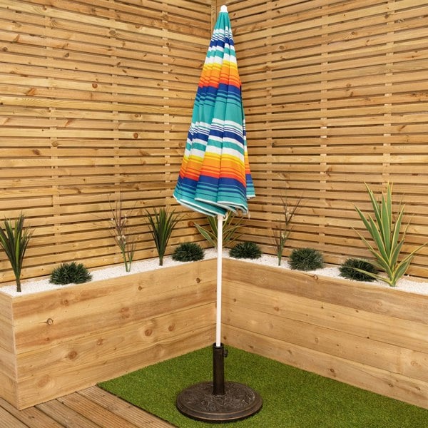 Samuel Alexander 1.7m Lightweight Portable Multicoloured Striped Garden Beach Parasol Umbrella