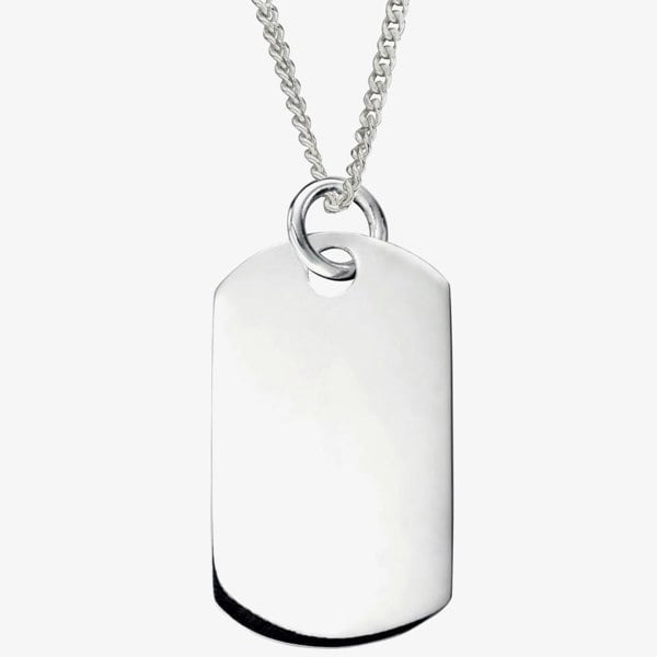 T. H. Baker Sterling Silver Plain Dog Tag Necklace P3636 N206