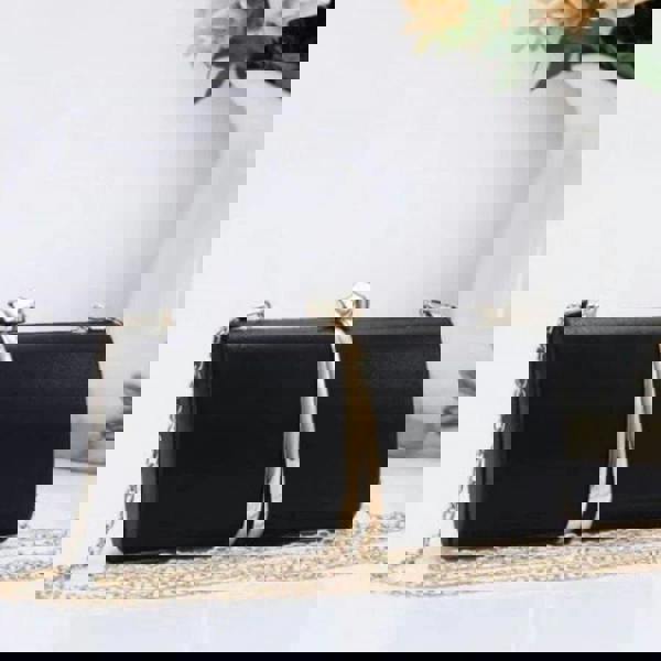 Love EMVY Midnight Luxe Clutch Evening Structured Bag with Chain