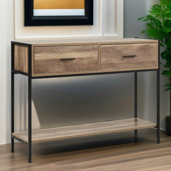 Rafaelo Mobilia Industrial Console Table With 2 Drawers