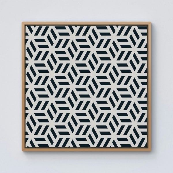 Warren Reed Geometric Monochrome Hexagonal Pattern Framed Canvas