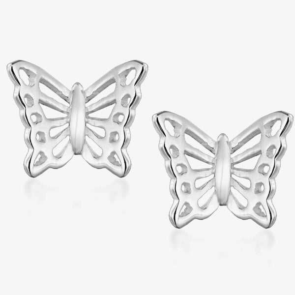 T. H. Baker Silver Cut Out Butterfly Stud Earrings 8.55.5279