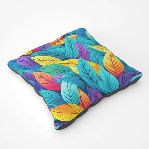 Warren Reed Bright Colourful Leaves Floor Cushion