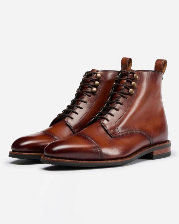 Oliver Sweeney Inglesham Mens Antiqued Calf Leather Boots - Dark Tan