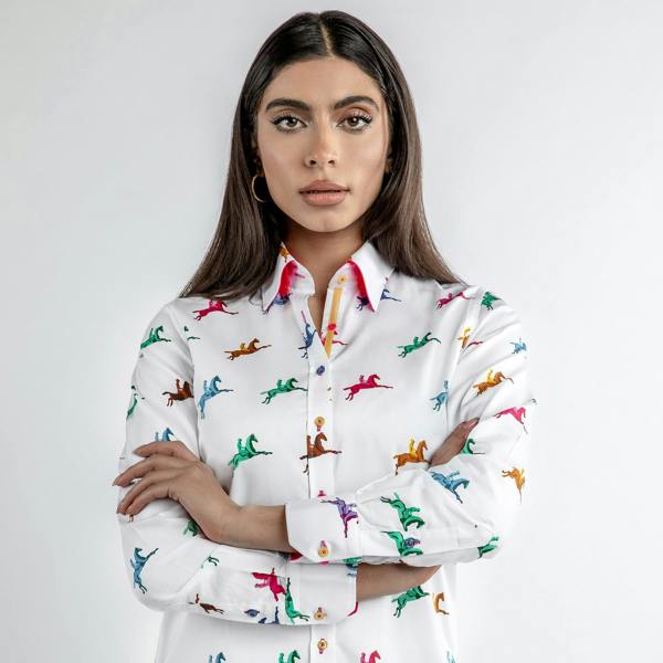 HORSE AND RIDER  WOMENS  PRINT SHIRT - Premium Men's Patterned Shirt by Claudio Lugli | Bold Design, Tailored Fit, Best Printed Shirts