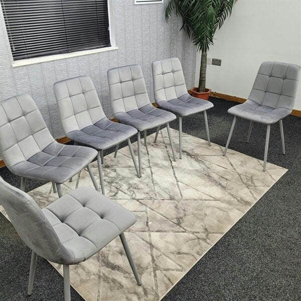Kosy Koala Dining Chairs Set of 6 Grey Velvet Kitchen Chairs