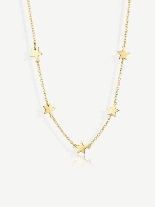 Solid Star Charm Necklace in 14k Gold or Silver
