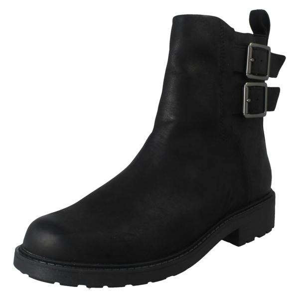 Clarks Ladies Clarks Buckle Detailed Zip Fastening Leather Ankle Boots Orinoco2 Bay