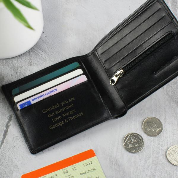 Abode Home & Gifts Personalised Black Leather Wallet