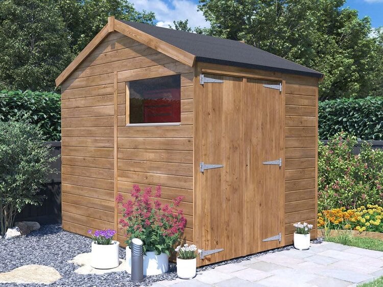 Dunster House Wooden Shed 1.8 x 2.4m (6' x 8') 12mm Walls Outdoor Garden Storage, Apex Roof With Window, Overlord Modular