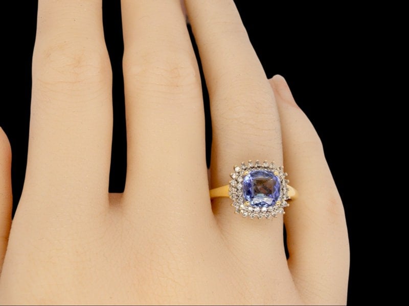 Vintage Tom A Tanzanite and Diamond Cluster Ring