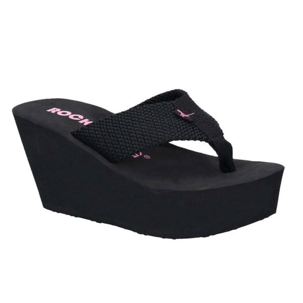 Rocket Dog Womens/Ladies Diver Webbing Slip On Wedge Sandals - Black