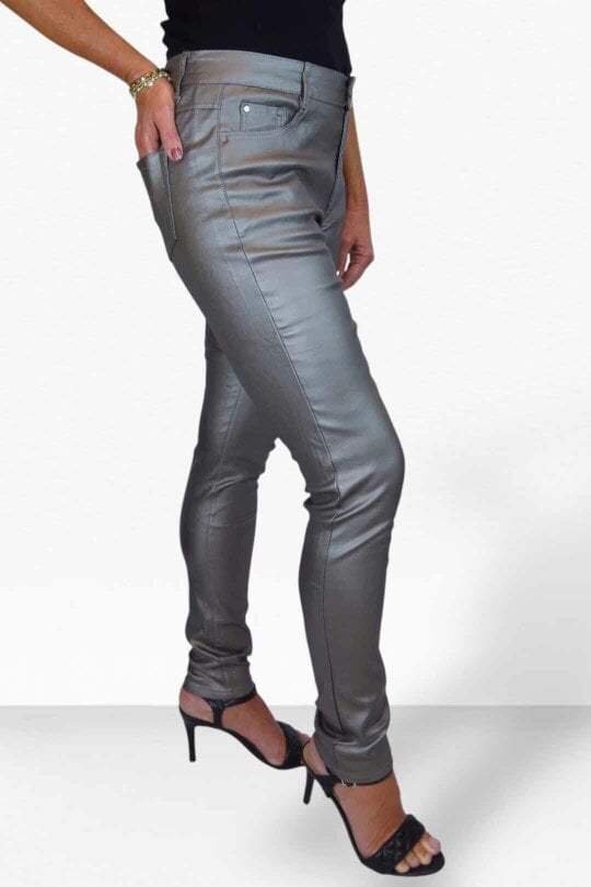 Paulo Due Womens Skinny Coated Leather Look Jeans