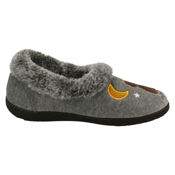 Padders Ladies Padders Slippers With Cats Motifs With A Faux Fur Trim Anna