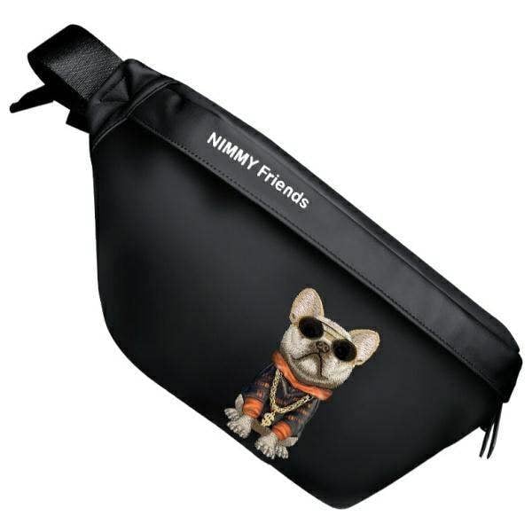 Nimmy Friends Glasses Cool Dog Shoulder Crossbody Bag Black - N-YJ-XB-01