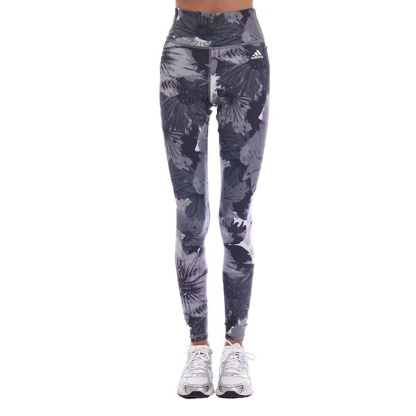 Adidas Women's Essentials Floral High Waist Training Leggings - Grey