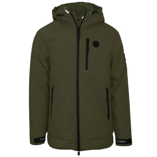 Plein Sport Padded Small Circular Logo Branded Jacket - Green