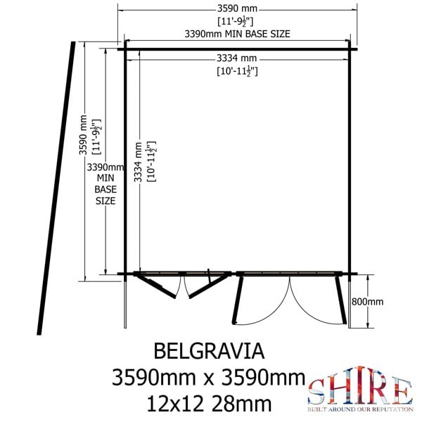 Shire 12x12 Belgravia Log Cabin 19mm Cladding - Best Shed