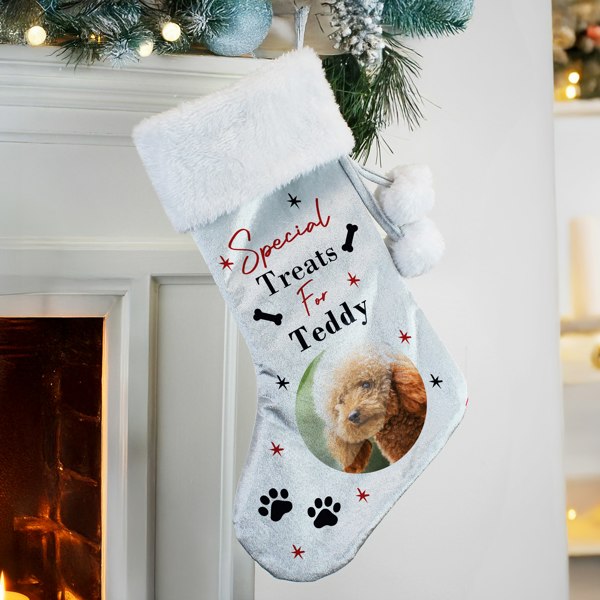 Personalised Memento Company Personalised Photo Upload Dog Christmas Stocking