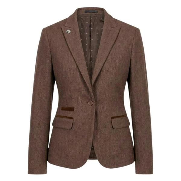 IMW-02 - Women's Oak Tweed Herringbone Blazer Waistcoat-TruClothing