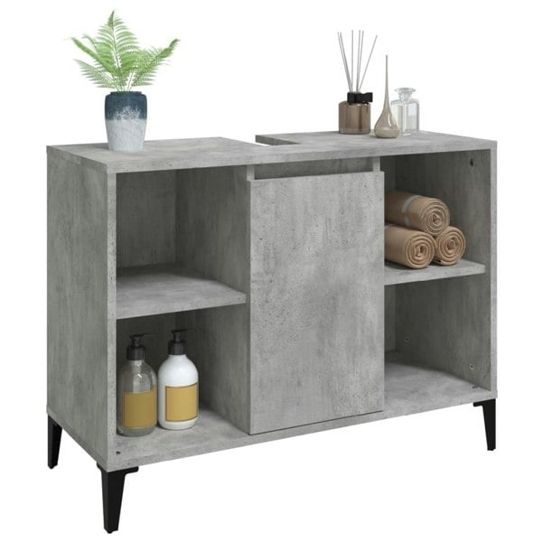 Berkfield Sink Cabinet Concrete Grey 80x33x60 cm Engineered Wood