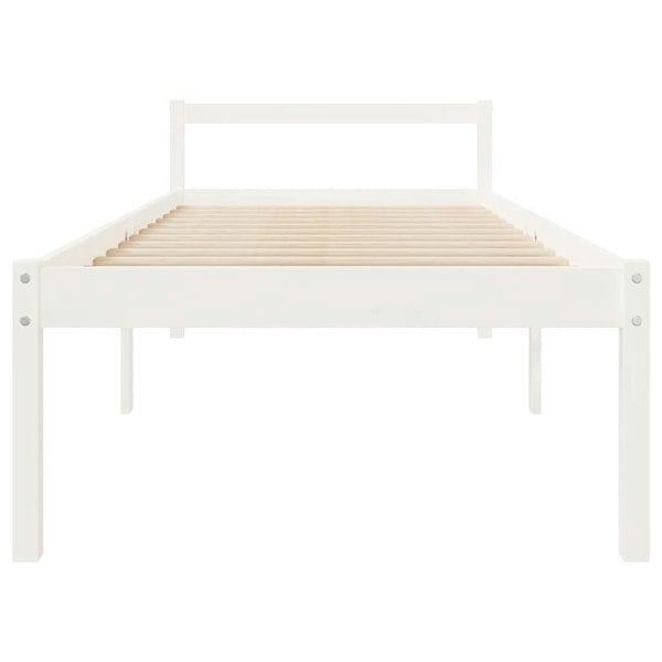 Berkfield Bed Frame White 75x190 cm Small Single Solid Wood Pine
