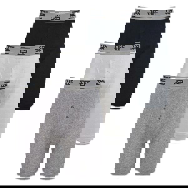 Duke Mens D555 London Driver Cotton Boxer Shorts (Pack Of 3) - Black/White/Grey - 