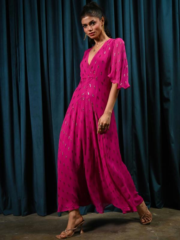 Rose & Nancy Talia Fuchsia Pink Maxi Dress