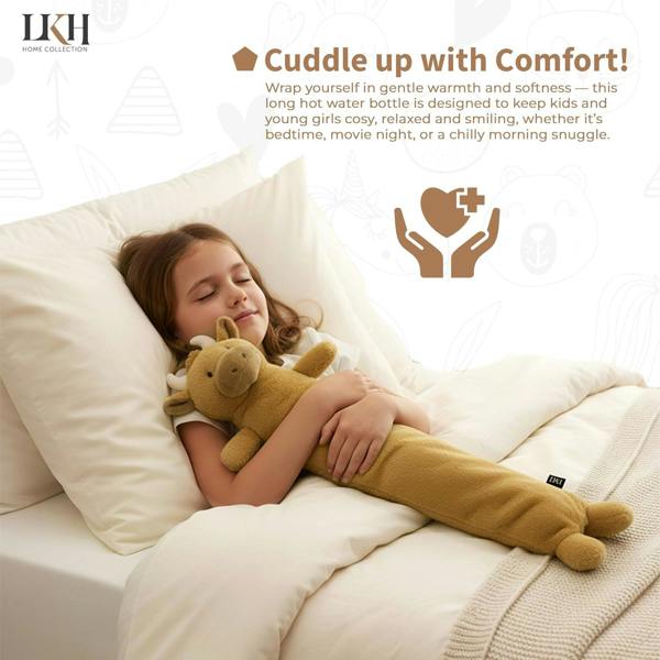 LKH HOME COLLECTION Long Hot Water Bottle With Cover 2L Removable Washable Sherpa Cover, Anti-Leak Stopper & Double Ribbed