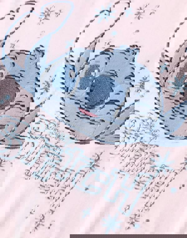 Disney Womens Pink Stitch Long Sleeve Long Leg Pyjama Set