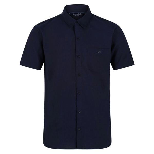 Regatta Mens Mikel Oxford Short-Sleeved Shirt - Navy - 