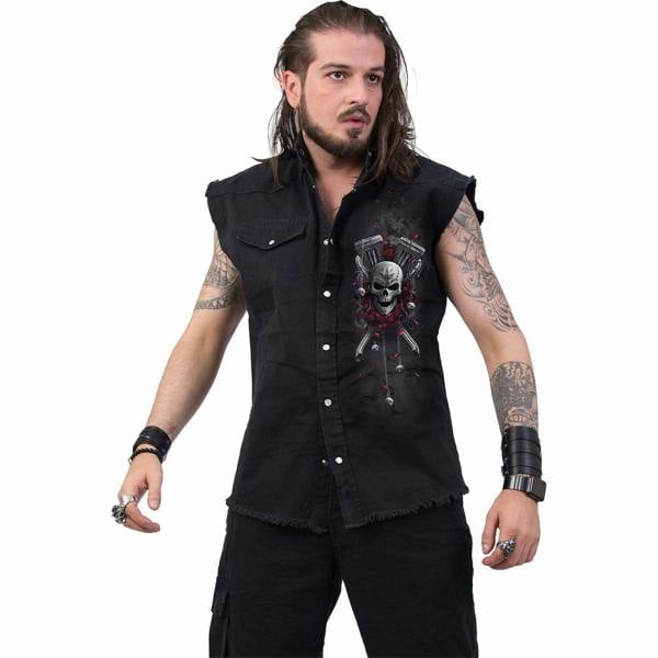 Spiral Direct DOTD BIKERS - Sleeveless Stone Washed Worker Black