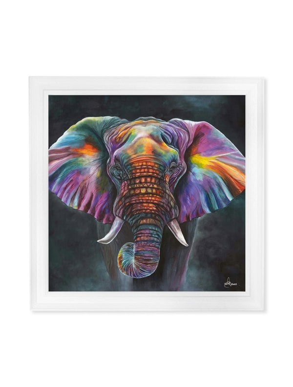 Exceptional Art Elephant Print 'Wisdom' by Amy Ansell - Strong White Square Frame