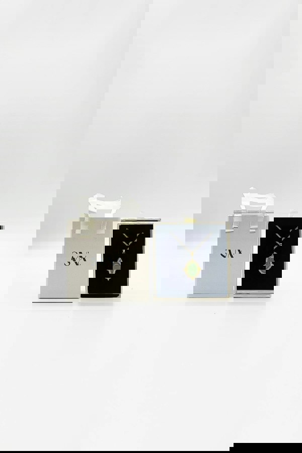 SVNX Green Stone Pendant Necklace - Gift Boxed