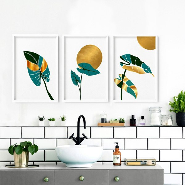 Bathroom decor uk | set of 3 Eclectic Framed wall art