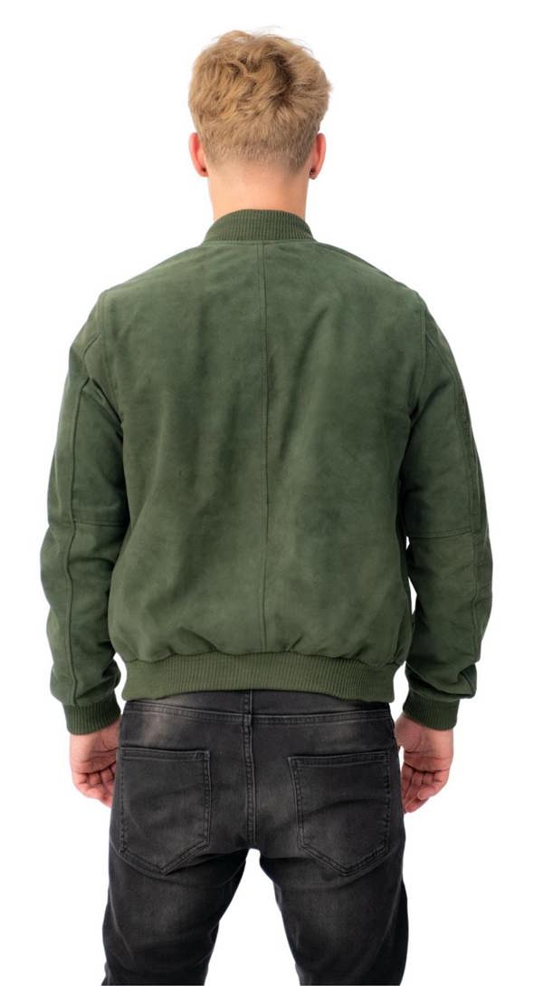 Infinity Leather Mens Retro Goat Suede Varsity Leather Bomber Jacket-Athens